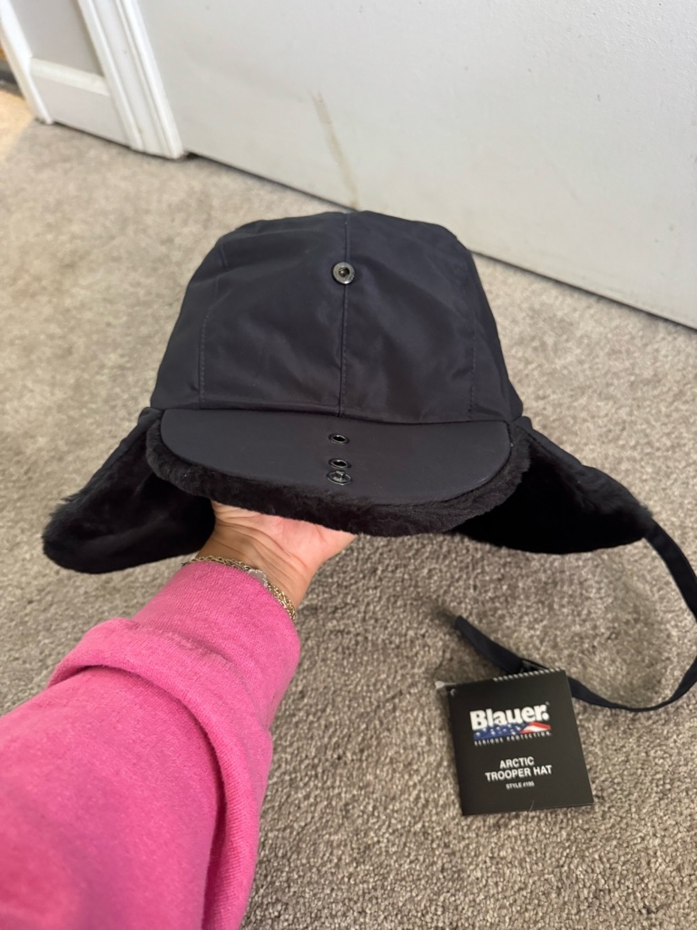 Blauer Black Arctic Trooper Hat - Faux Fur Lined